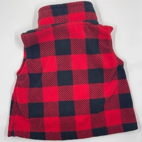 CARTER’S Fleece Buffalo Plaid 3m Soft Kids Vest - Picture 2 of 5